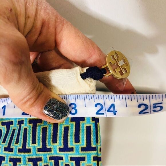 Tory Burch Cream Drawstring Dust Bag Teal - Picture 3 of 4